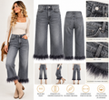 Feathered Edge High-Rise Cropped Jeans