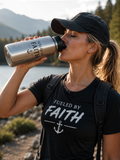32oz Stainless Steel Tumbler – Fueled by Faith™ | Anchor Travel Bottle with Straw Lid