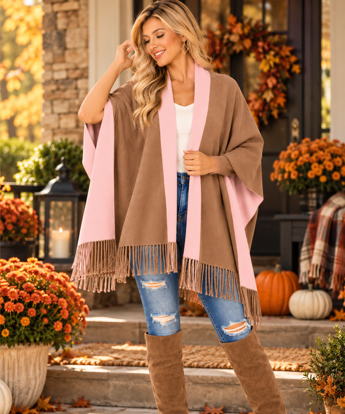 Grace in Every Layer™ Colorblock Fringe Wrap