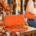 Harvest Ember Embossed Chain Flap Bag