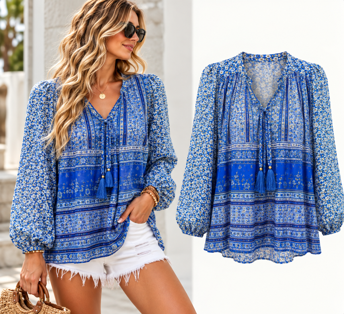 Meadow Grace Tie-Neck Floral Tunic
