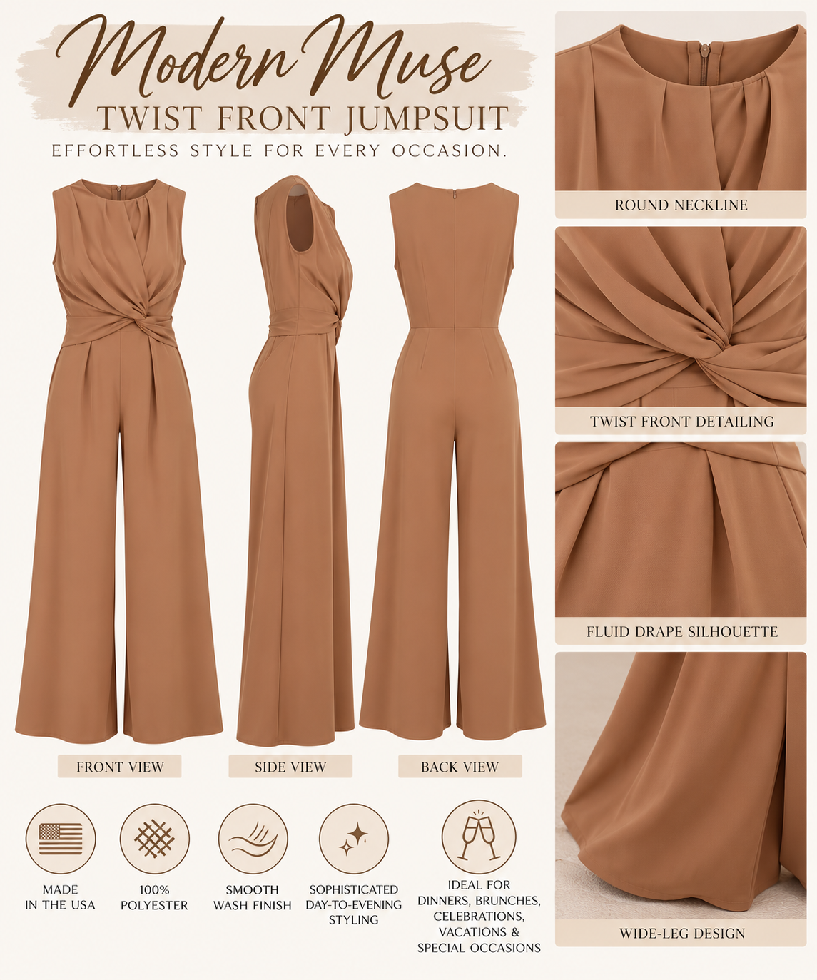 Modern Muse Twist-Front Jumpsuit