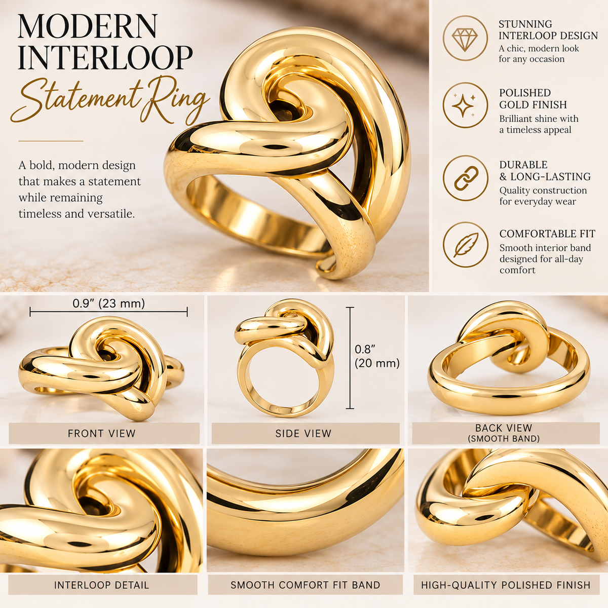 Modern Interloop Statement Ring