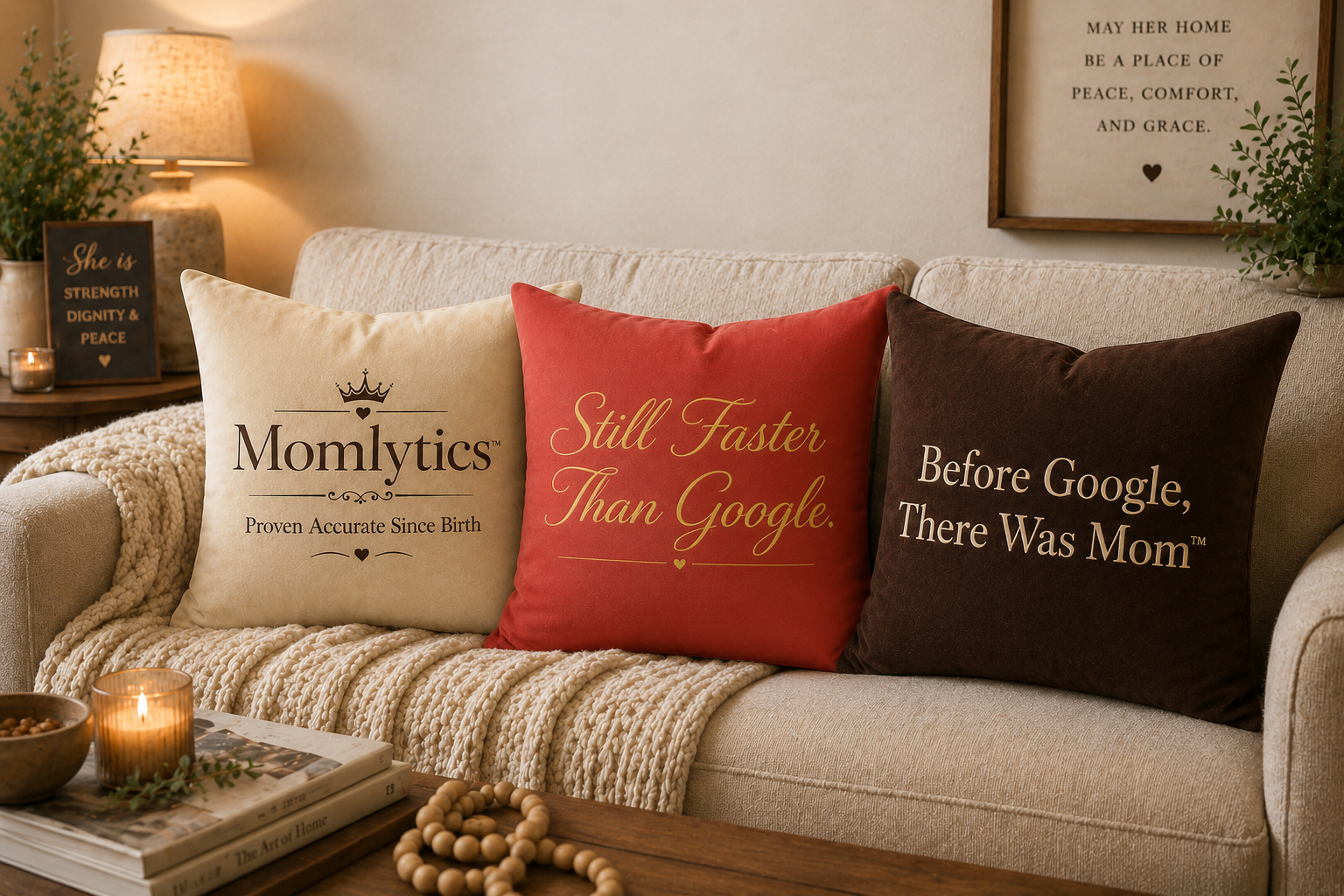 Momlytics™ Pillow Trio | Cozy Faith & Mom Statement Throw Pillow Set