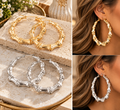 Oversized Bamboo-Style Hoop Earrings