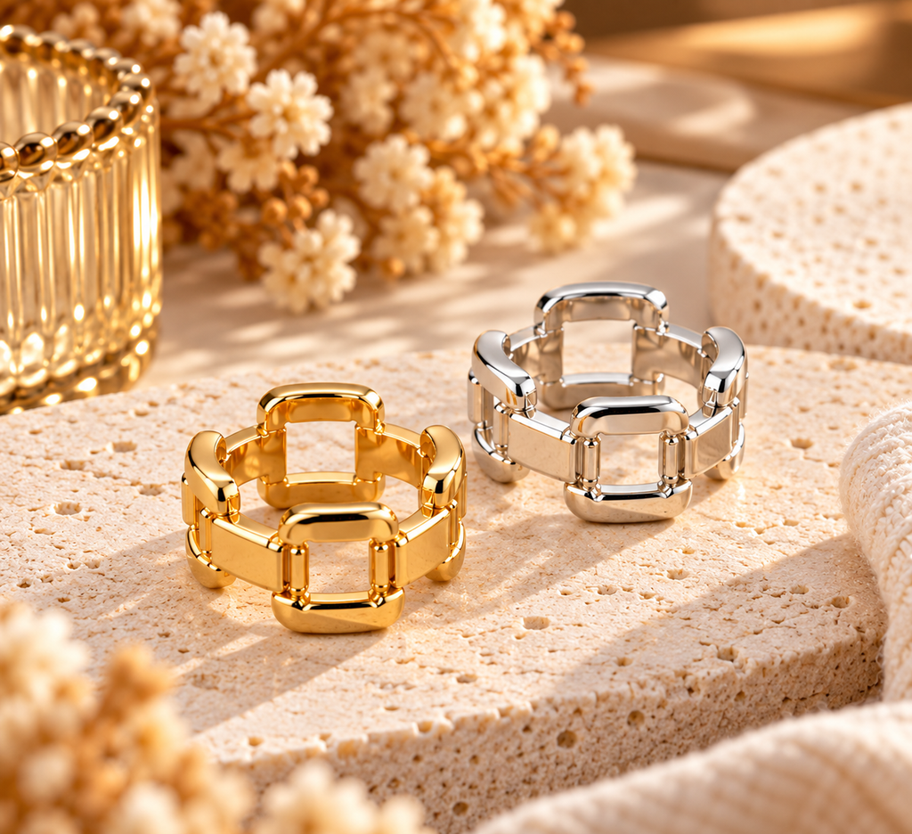 Polished Link Chain Statement Ring