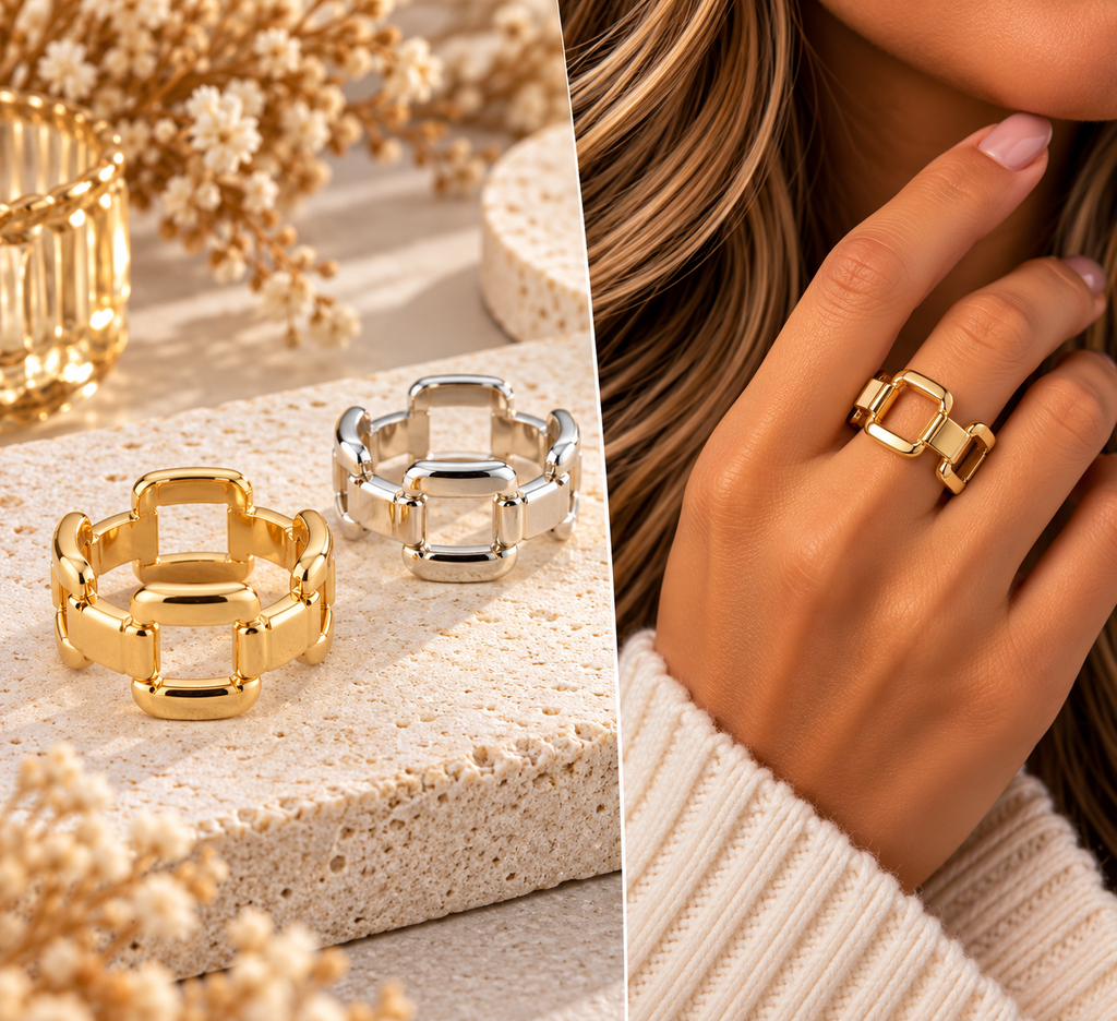 Polished Link Chain Statement Ring