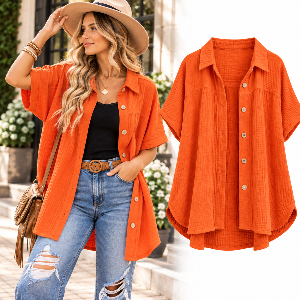 Rustic Roads Oversized Button-Down Jacket