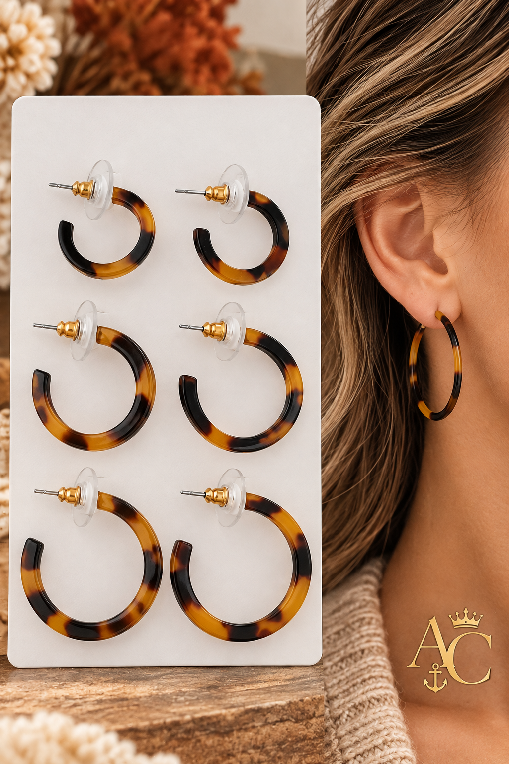 Tortoiseshell Trio Hoop Earring Set