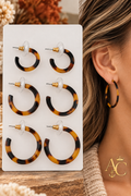 Tortoiseshell Trio Hoop Earring Set